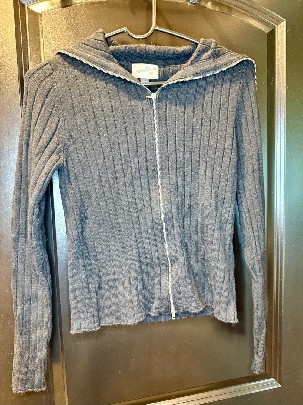 Universal Thread Black Ribbed Zip-Up Sweater - Picture 2 of 9